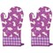Northlight Hopping Bunnies Plaid Easter Kitchen Oven Mitts - 13.75" - Purple - Set of 2